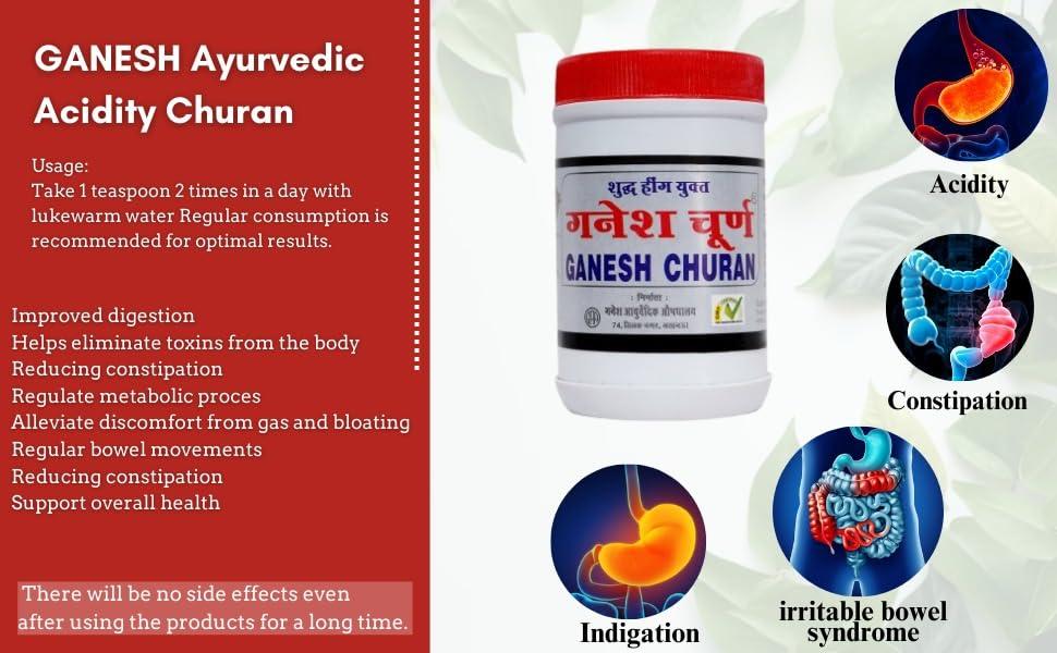 Ganesh Ayurvedic Aushadhalaya Ganesh Ayurvedic Aushadhalaya Acidity Churan for Indigestion, Bloating, and Constipation (80GM)