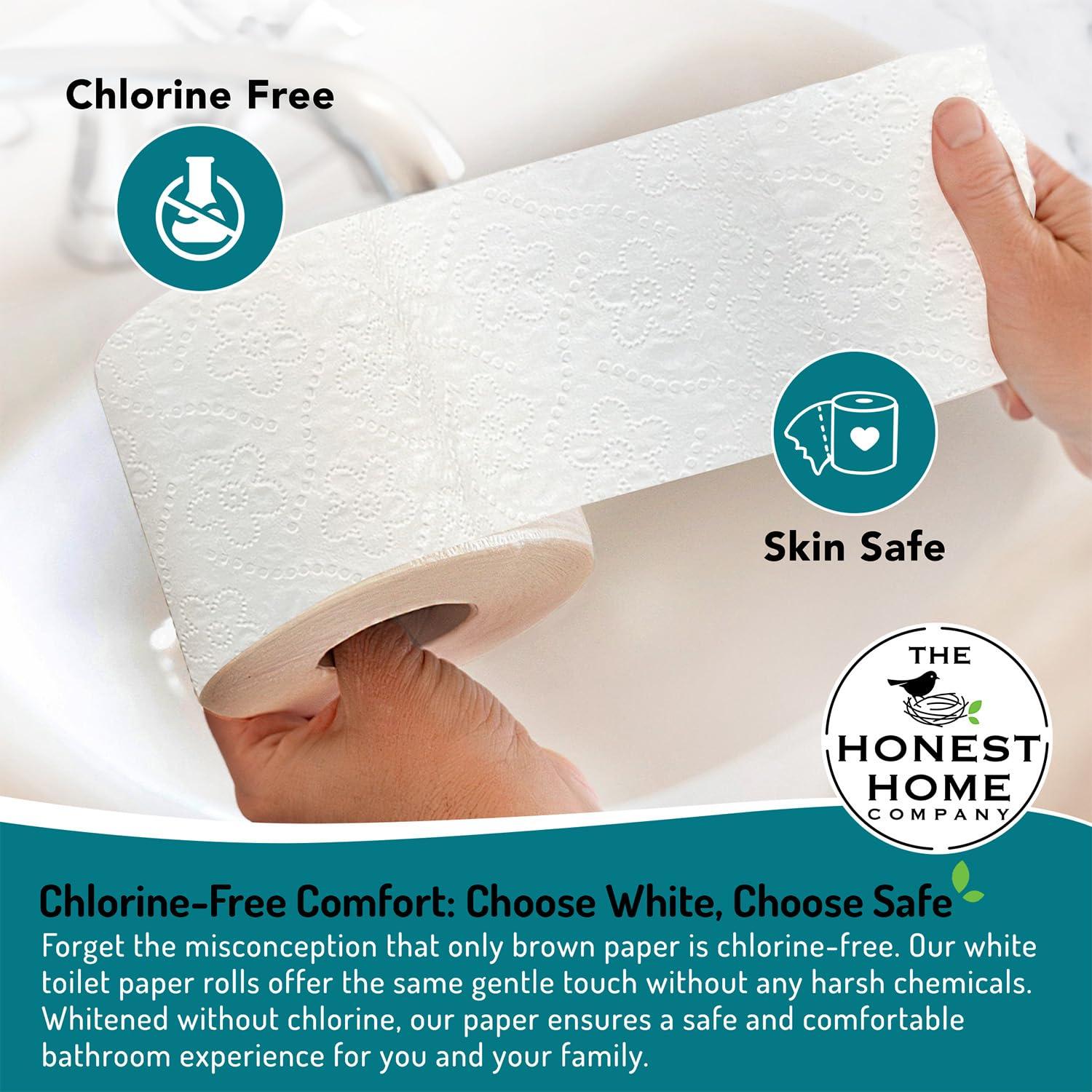 THE HONEST HOME COMPANY The Honest Home Co. | 2 Ply Toilet Paper Roll | 2400 Pulls | 100% Virgin Pulp & Super Soft | Clog - Free | Pack of 8 (300 Pulls/Roll)