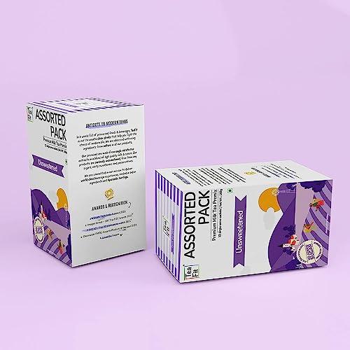 TeaFit TeaFit Premium Zero Sugar Instant Assorted Tea Pack of 24 Sachets (336gm) | Ginger-Cardamom-Masala-Saffron-Lemongrass Instant Milk Tea Premix | Diabetic Friendly | Instant Tea Premix | Tea Powder