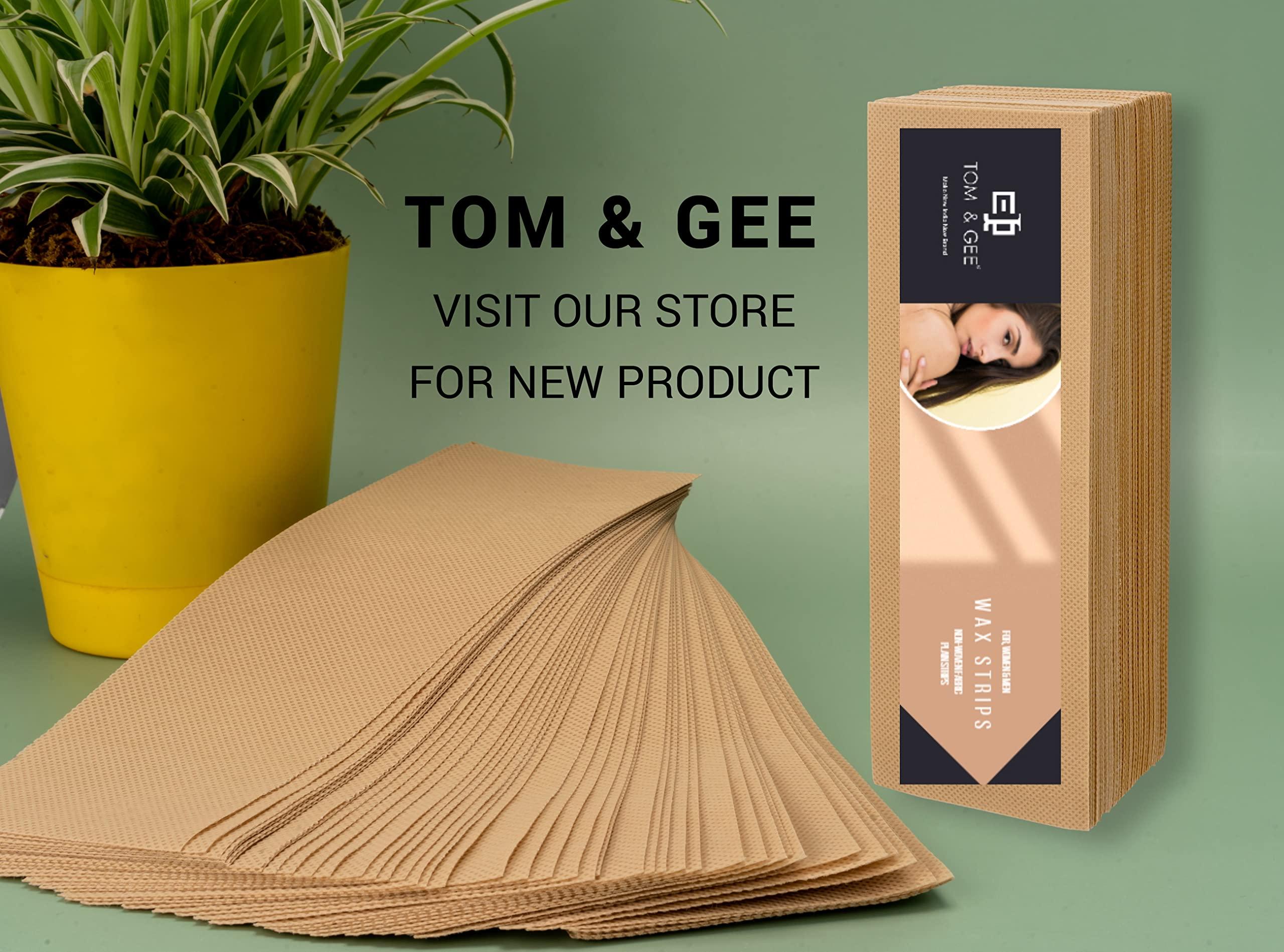 Tom & Gee Tom & Gee Plain Waxing Strips - Without Wax for Leg-Women (3\" X 9\", Beige Color),140 Count