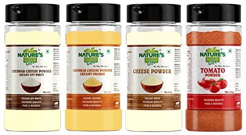 NATURE'S Precious Gift NATURE'S Precious Gift - Tomato Powder, Cheddar Cheese Powder, Cheese Powder(Milky) & Cheddar Cheese Powder(Orange) - 100 gm Each Spice Jar