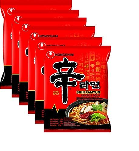Nongshim Nongshim Shin Ramyun Instant Korean Style Noodles- (Pack Of 6) (Imported), 120 grams