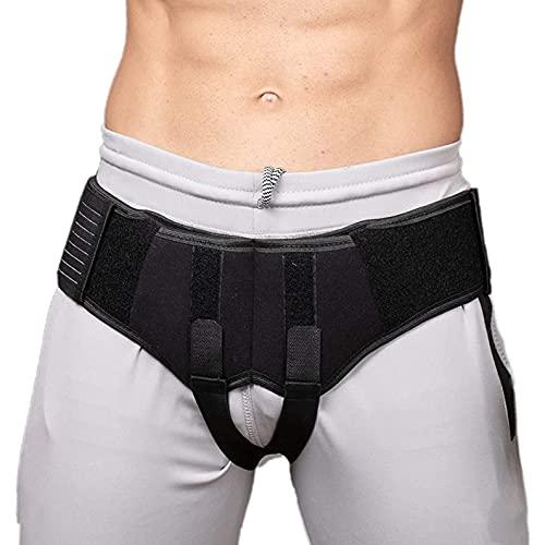 FIDELIS HEALTHCARE FIDELIS HEALTHCARE Inguinal Hernia Belt For Men Hernia Support Truss With Removable Pressure Pads Double Hernia Pain Relief Comfortable Brace Black, Extra Extra Large