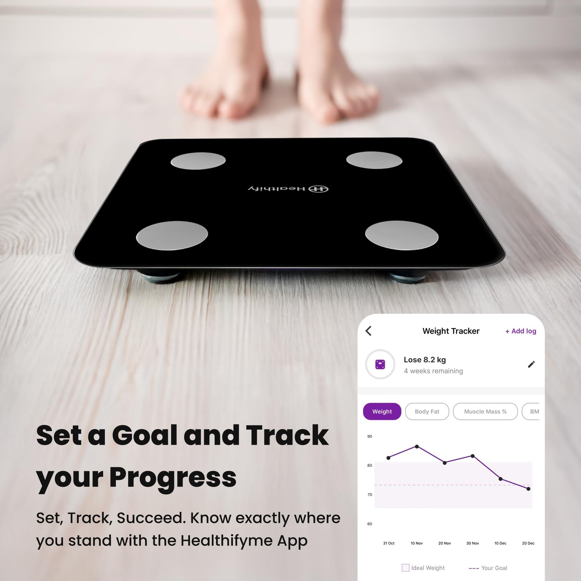 HealthifyMe HealthifyMe Smart Scale | Track 11+ Key Body Metrics | 1 Month HealthifySmart Plan | Data Driven Smart Weight Loss with HealthifyMe Smart Scale | Black
