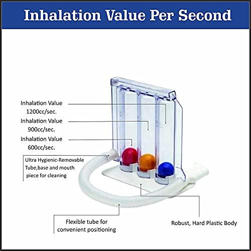 DELHI Lungs Exerciser - Deep Breathing Lung Exerciser 3-Chamber Incentive Spirometer, Respiratory Exerciser (600 Cc/Sec To 1200 Cc/sec)