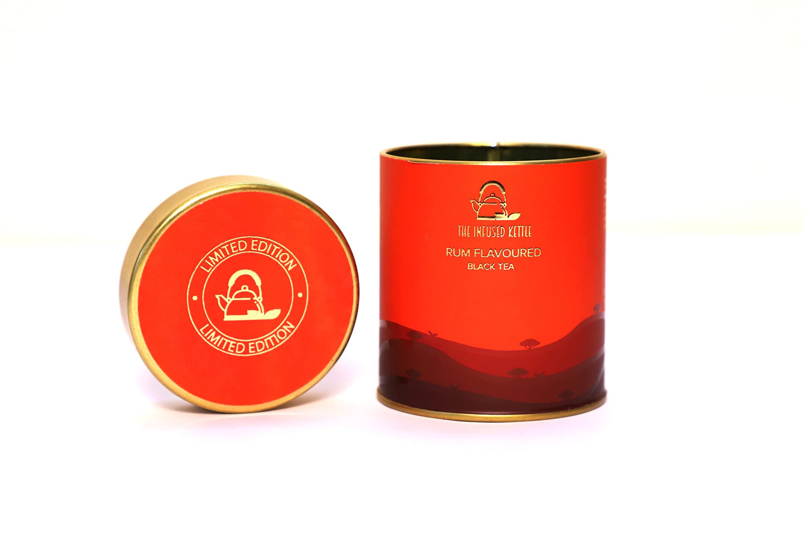 The Infused Kettle The Infused Kettle Premium Rum Flavoured Tea, 22 Cups, Loose Black Tea Leaves Infused with Rum Flavour, Smoky Aroma, Low Caffeine Chai - 50gm