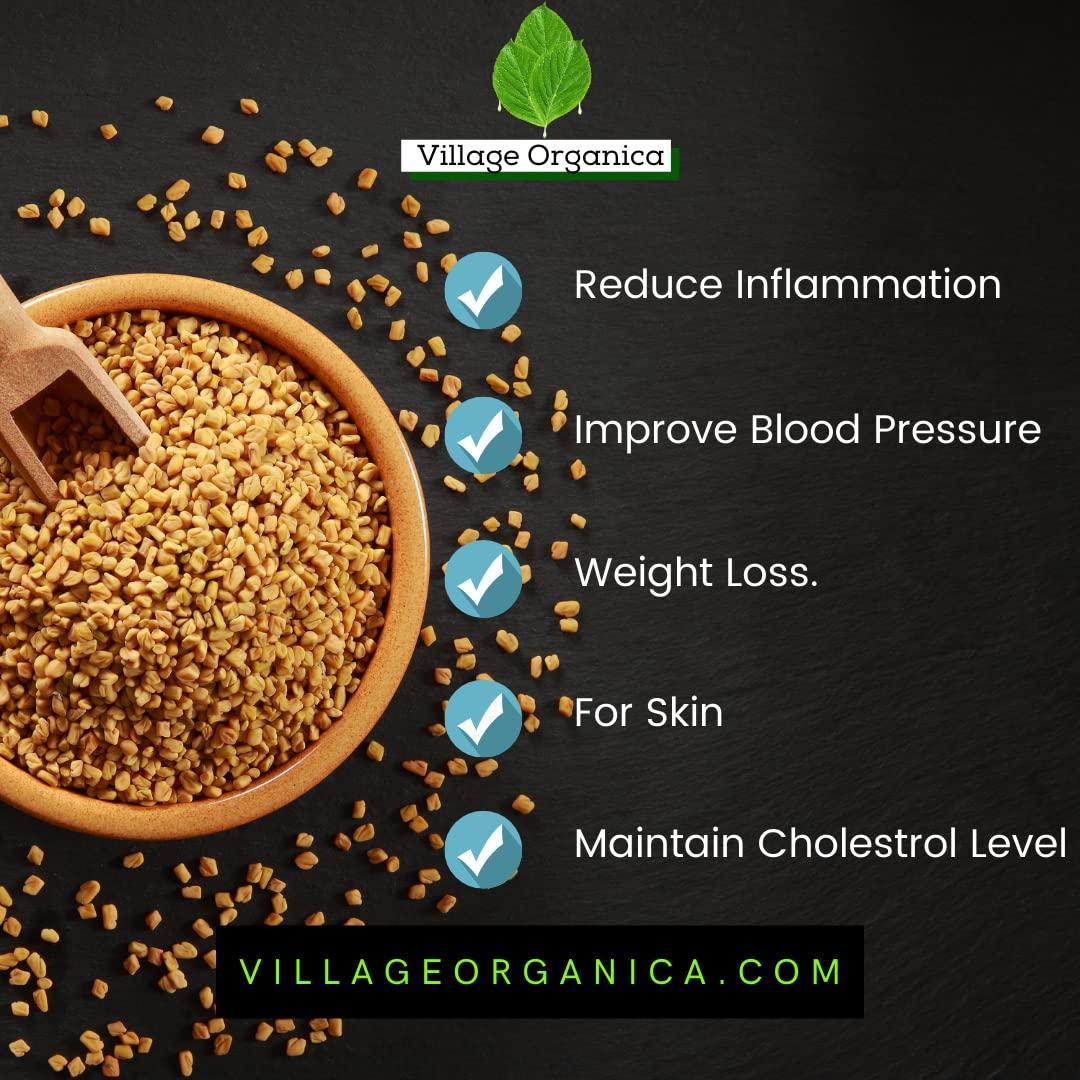 Village-Organica Village-Organica Methi Dana | 250gm | Whole Fenugreek Seeds | Fresh & Natural Dried Fenugreek Seeds | Desi, Native variety | Authentic & Chemical Free |