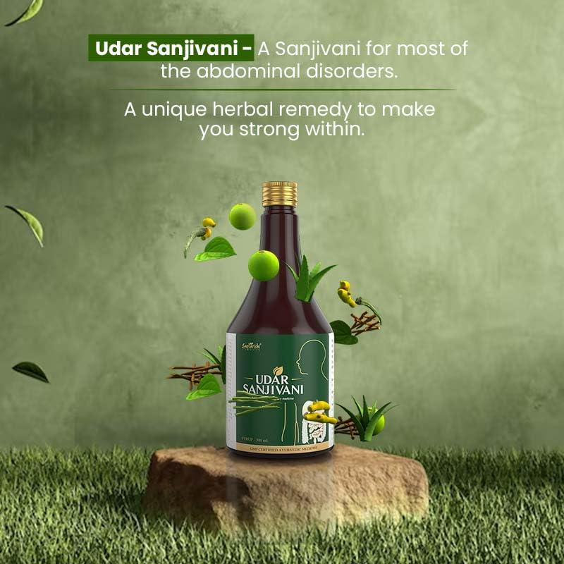 NavaFresh Basics Saptarishi Herbal's Udar sanjivani, an ayurvdic treatment for acidity, excess gas, constipation, frequent indigestion, bloating, burning sensation in stomach and chest, and continuous burping.