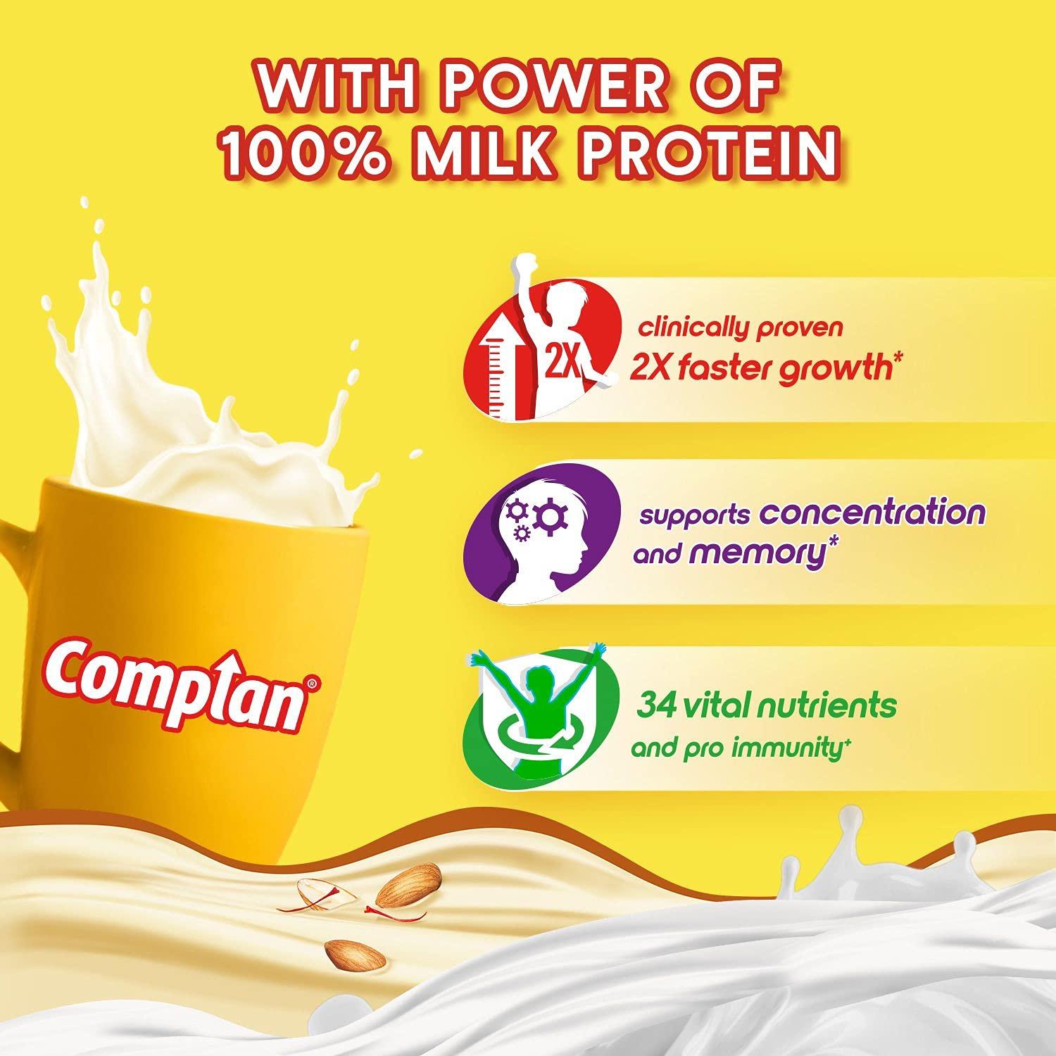 Complan Complan Nutrition Drink Powder for Children, Creamy Classic Flavour, 1 kg Carton & Kesar Badam 500g | Nutrition drink for kids with protein & 34 vital nutrients