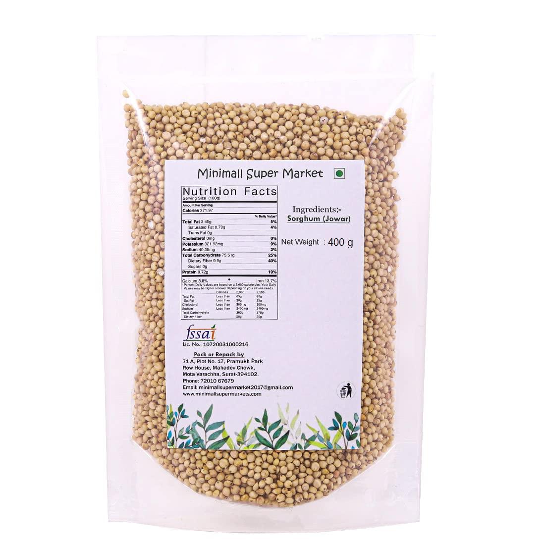 MINI MALL SUPER MARKET MiniMall Super Market Whole White Jowar Seeds/Jawar Sorghum/Jowar - 400 gms