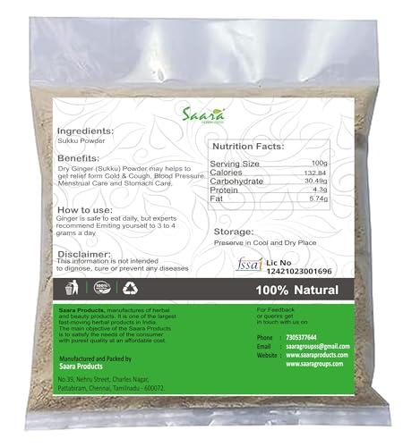 SAARA Saara HERBAL FRESH Sukku Powder, 350g, Sonth, Chukku, Sunth, Sabut Saunth, Dry Ginger Powder, Shunthi Churna, (pack of 3 x 100g, pack of 1 x 50g)