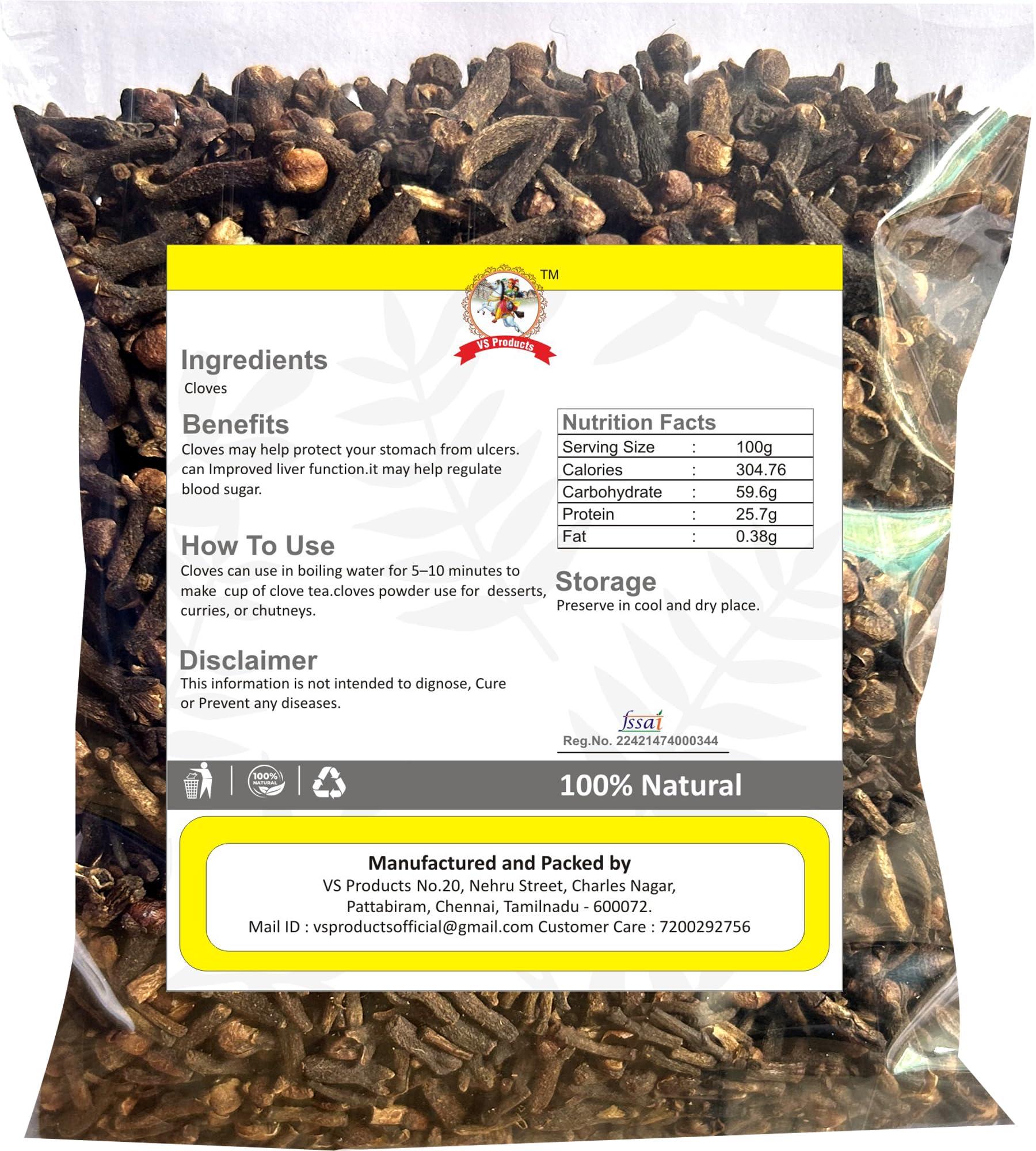 VS Products VS Products Cloves,500g, Laung Sabut, Lavangam, Krambu, Laving, Lavang, Grampu Whole Cloves, 500g, (pack of 5 x 100g)