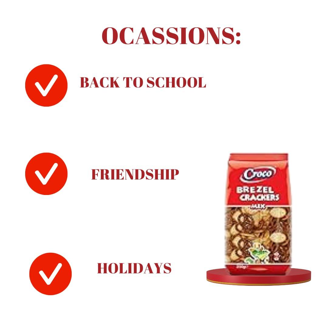 Croco Croco Brezel Crackers, Bagel chips, Pretzel, Snacks,Baked crackers, Mix 250g