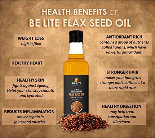 BE LITE BELITE® COLD PRESSED FLAX SEED OIL (ALSI KA TEL), 100% NATURAL AND PURE, EXTRA VIRGIN HEALTHY COOKING OIL, FOR HEALTHY HAIR AND SKIN, OMEGA 3 RICH, VEGAN (250ML)