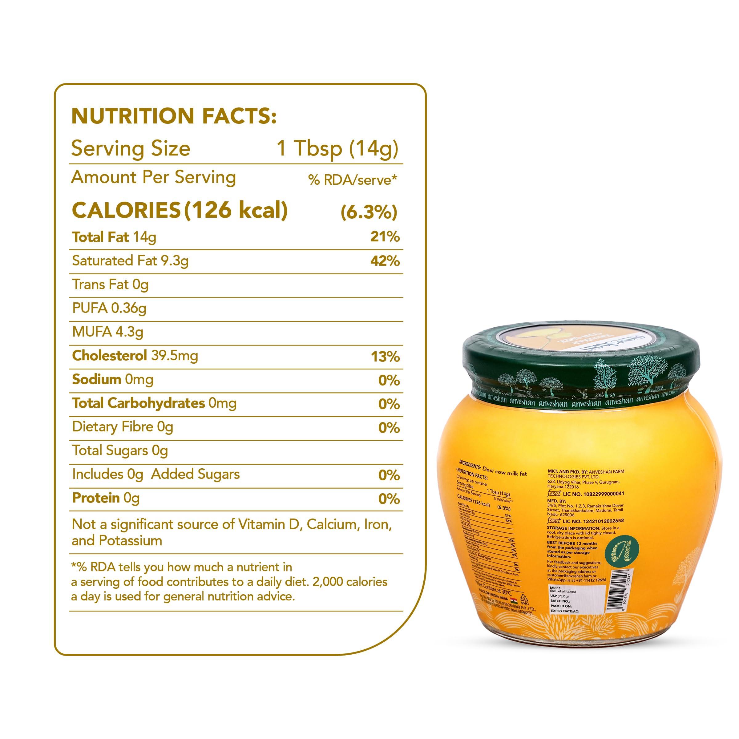 Anveshan Empowering farmers with technology Anveshan A2 Desi Cow Ghee (500ml x 2 Jars) | Glass Jar | Bilona Method | Curd-Churned | Pure, Natural & Healthy | Lab Tested | Grass-Fed Cultured Ghee