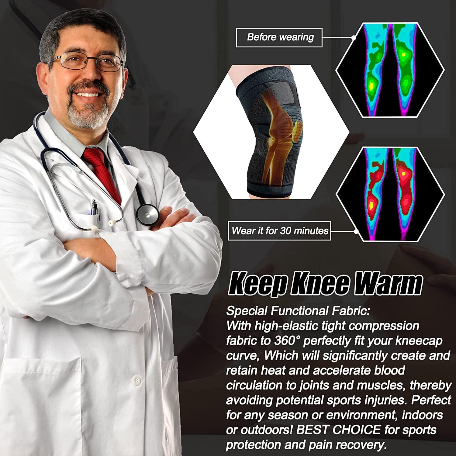 Aethon Aethon Knee Cap with Velcro Strap for Support & Pain Relief, Non Slip Professional Compression Sleeves for Knee Pain,Ligament Tear, Running,Work Out, Gym,Arthritis, ACL and Sports,Knee Brace 1 piece