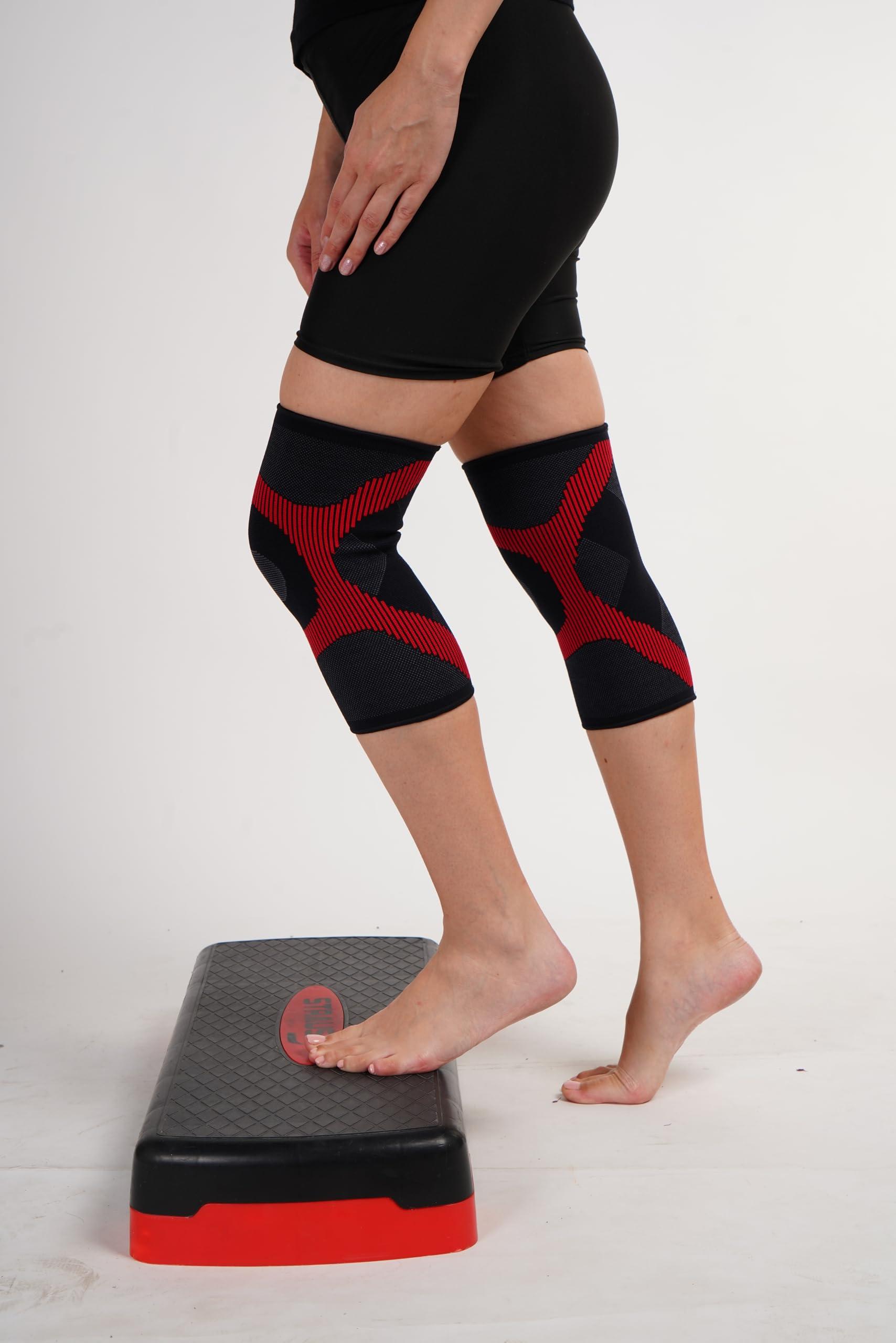Comfo Smart Comfo Smart 3D Knee Support For Pain Relief | Knee Brace For Men & Women | Knee Support For Gym | Inner Cotton Lining for Skin Comfort | 4-Way Stretch-RA5601.FS (Black & Red)