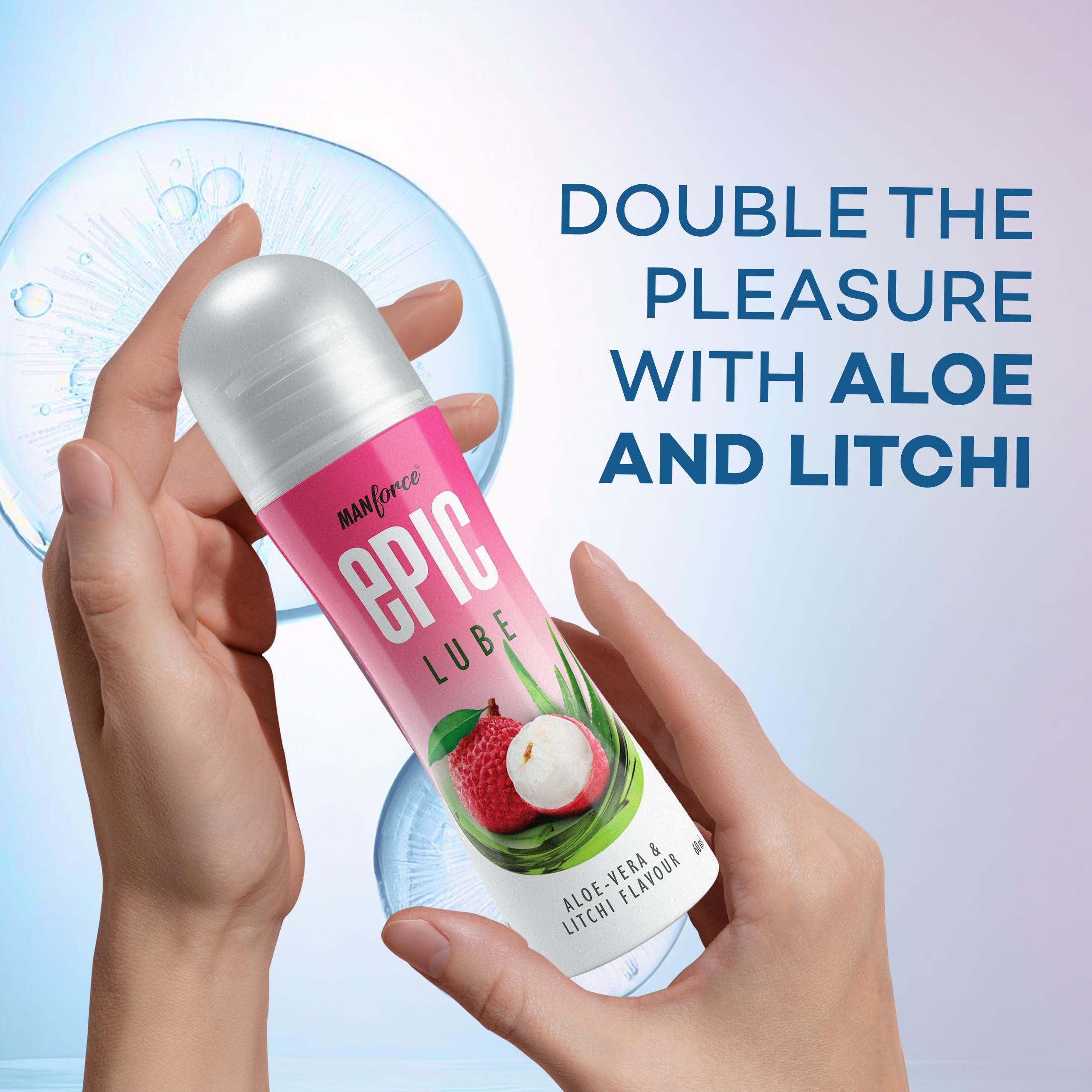 Manforce Manforce Epic Lube (Lubrication Gel for Men & Women) |Aloe-Vera & Litchi Flavoured |Water-Based Gel |Skin-Friendly |Safe to Use with Condoms |60ml