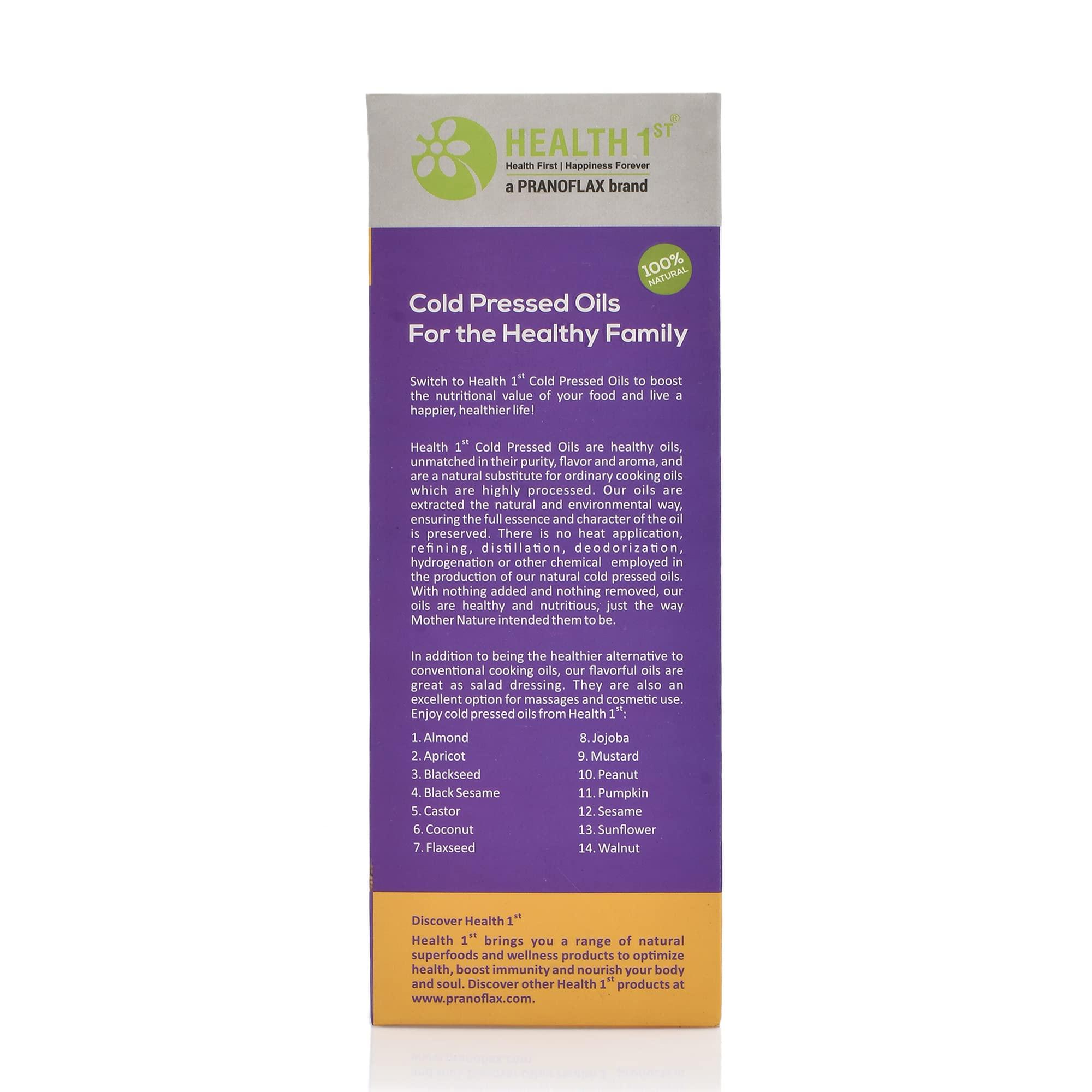 HEALTH 1st HEALTH 1st Cold Pressed Extra Virgin Flaxseed Oil (Alsi Oil), 500 ml, Good Source of Edible Omega 3,6,9