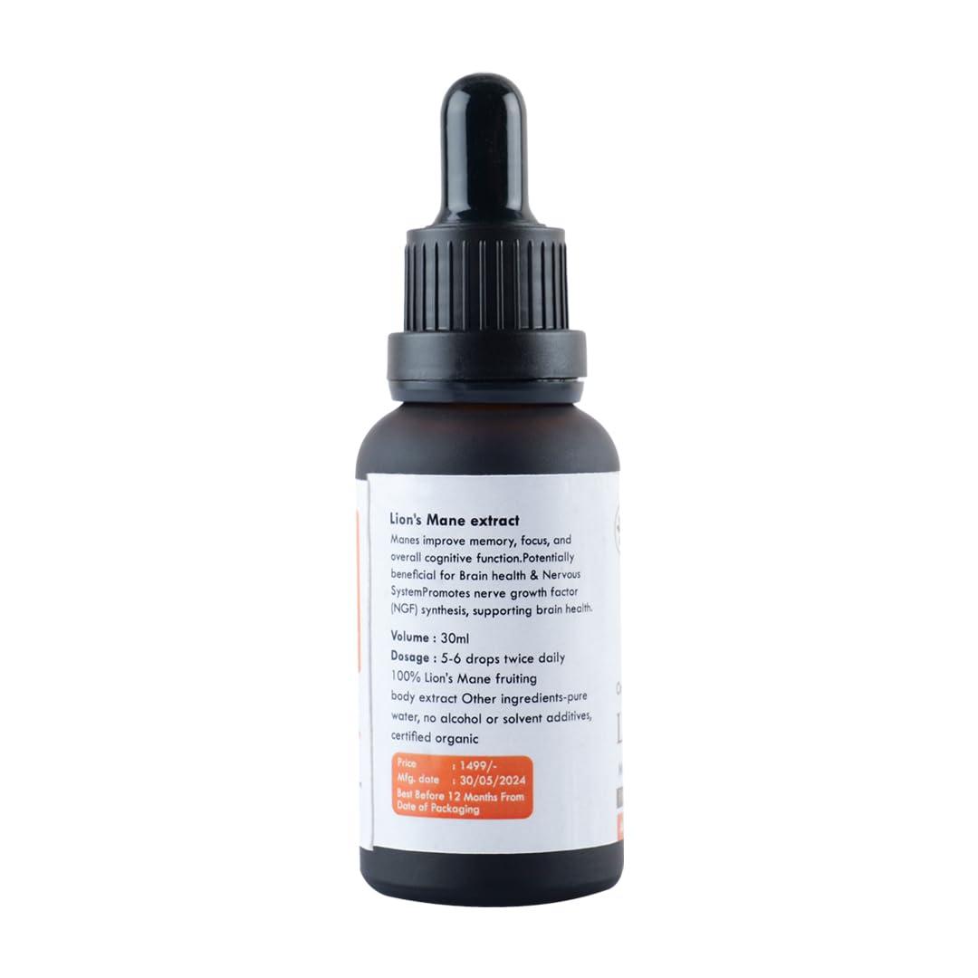 Suvicure Biotech Suvicure Biotech Lion\'s Mane Mushroom Liquid Extract - 30ml | Supports Cognitive Function, Focus, Mental Clarity, Mood, and Brain Health | Natural Herbal Supplement | 60 Servings