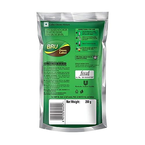 Bru BRU Green Label Coffee Powder, 200g Pouch