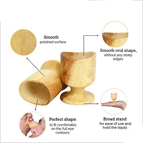 World Wood Craft Professional Wood Craft Neem Wood Eye Wash Cups - Ayurvedic Healing with Effective Eye Rinse Cleansing - Organic and Comfortable (Set of 2)