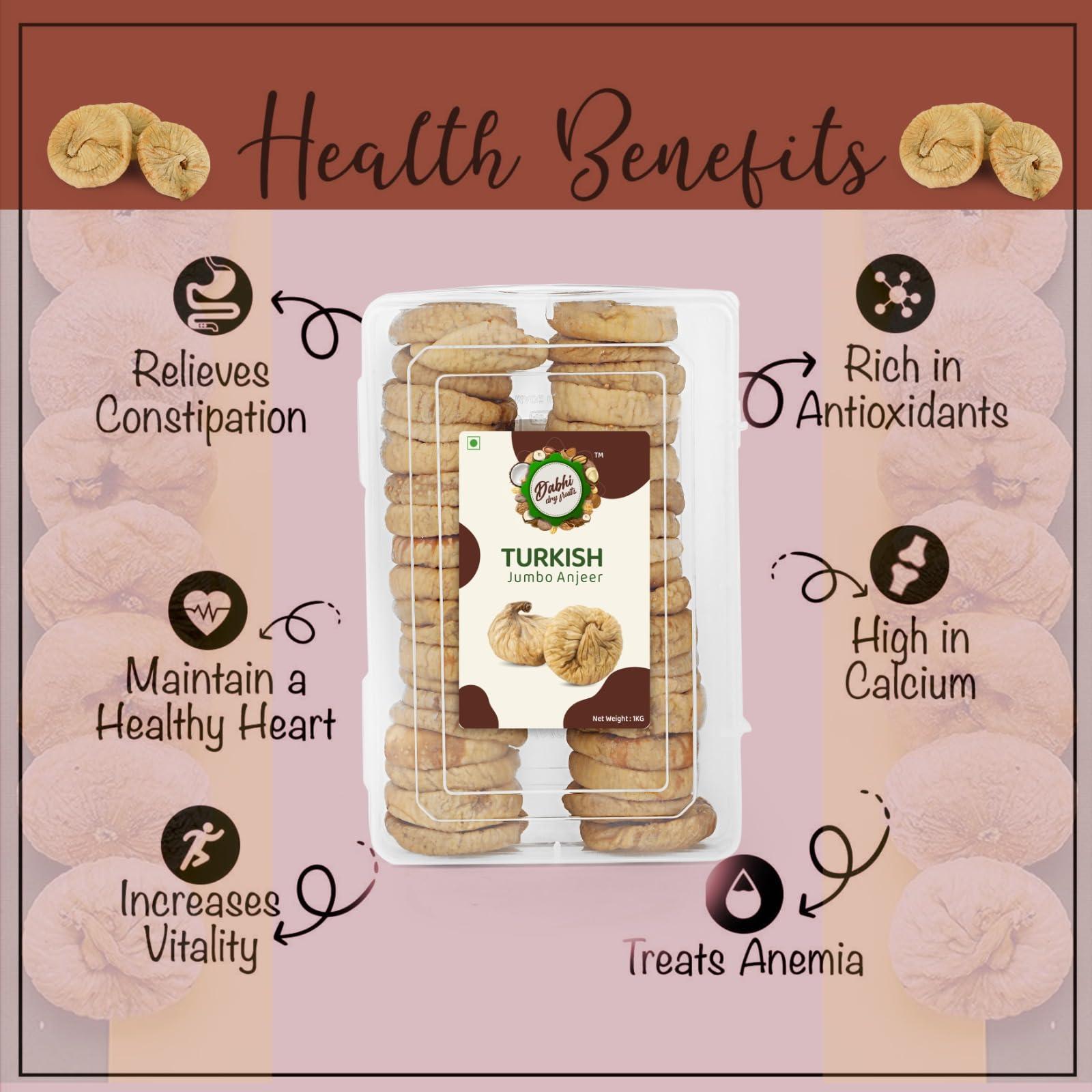 Dabhi dry fruits Dabhi dry fruits Natural Jumbo Turkish Figs - Exotic Dry Fruit for Healthy Snacking, High Nutrients, Anatolia Fresh Figs (500)