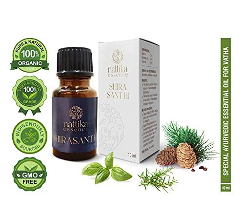 Nattika Essence Shirasanthi - Calming Ayurvedic Essential Oil Blend by Nattika Essence - 10 ml - Basil, Rosemary, Cedar - Manage Migraine and Headache