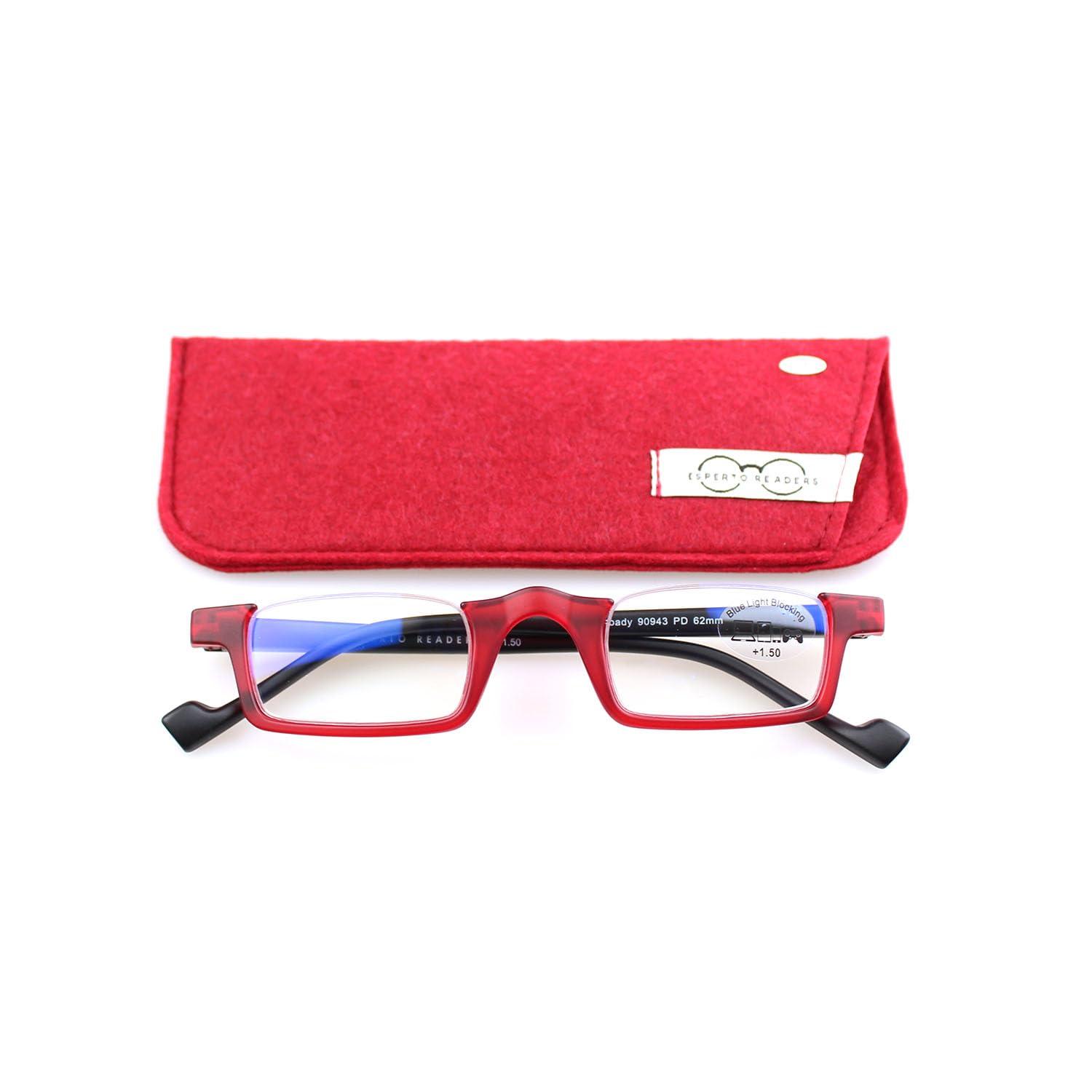 ESPERTO READERS ESPERTO READERS Roady Reading Glasses - Blue Cut Lens With Antireflection & Ultra Light Weight For Men & Women +1.00 to +3.00 Power Half Rim - RED (+2.25)