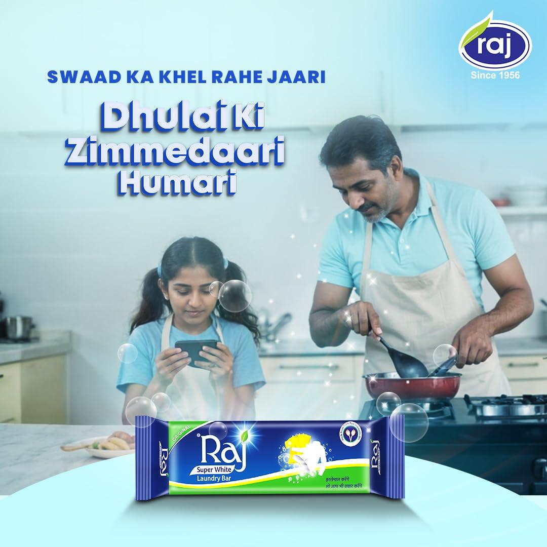RAJ SUPER WHITE Raj Super White Laundry Soap For Clothes, Removes Tough Stains, 1kg x 1 (Pack of 1x1 kg)