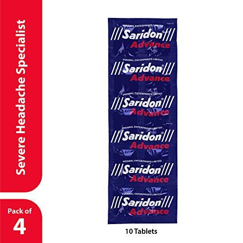 Saridon Advance Saridon Advance for Severe Headache, Pack of 4 Strips of 10 Tablets, White
