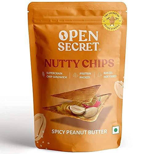Open Secret Open Secret Spicy Peanut Butter Chips (Pack of 30)| Baked, Not Fried| Spicy Peanut Butter Nutty Dry Fruit Sandwich | Rich in Protein Less Fat | Healthy Diet Snack Pack