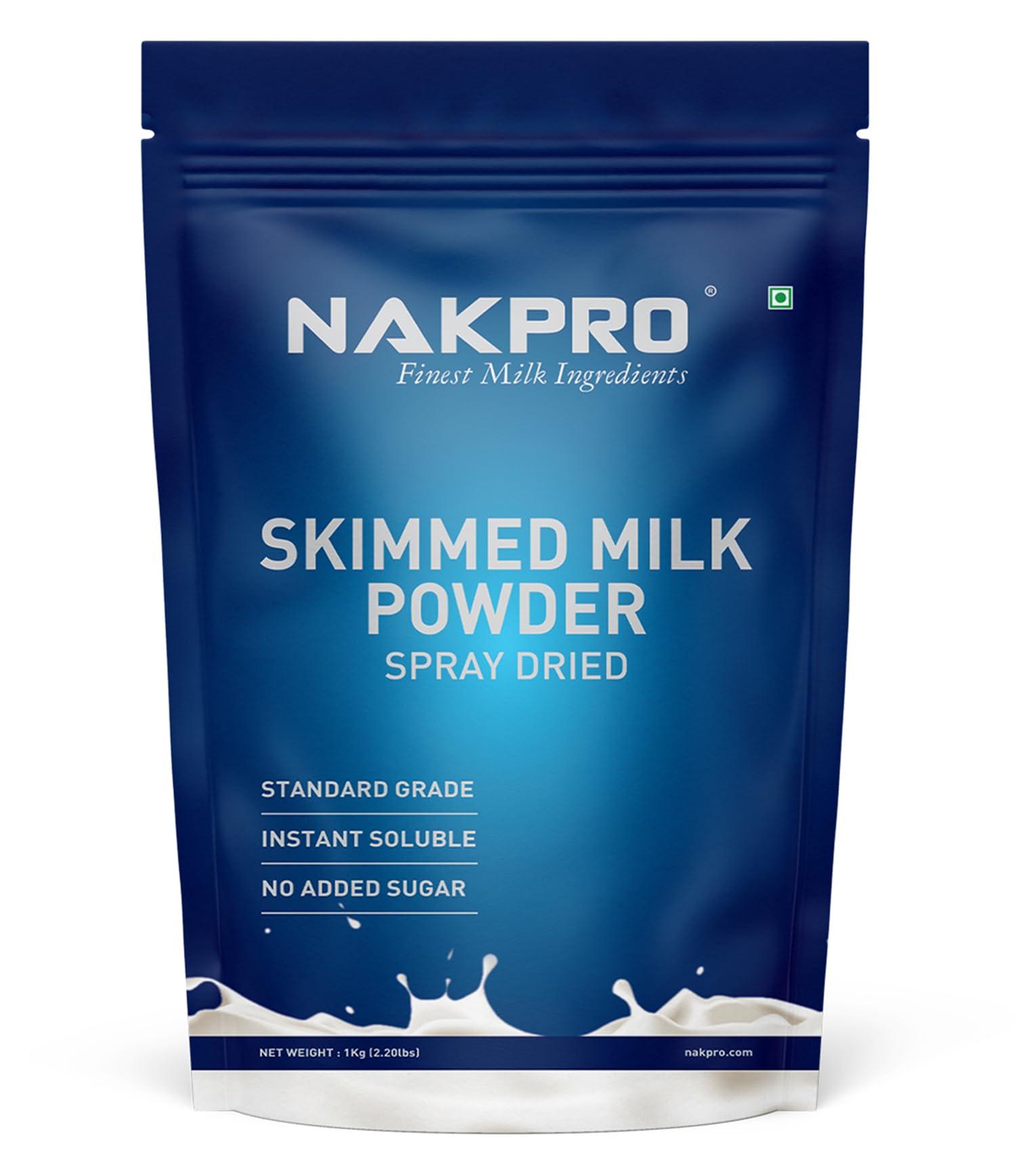 NAKPRO NAKPRO Skimmed Milk Powder, 1kg | Derived from Cow Milk, 100% Pure & Natural | Sugar Free & No Added Preservatives | Perfect for Tea & Coffee for Everyday Use | NABL Lab tested for Purity