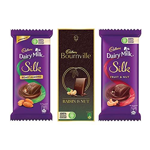 Cadbury Cadbury Chocolates Combo (2 x Silk Roast Almond 58g, 2 x Silk Fruit and Nut 137g and 2 x Bournville Raisin Nut 80g)