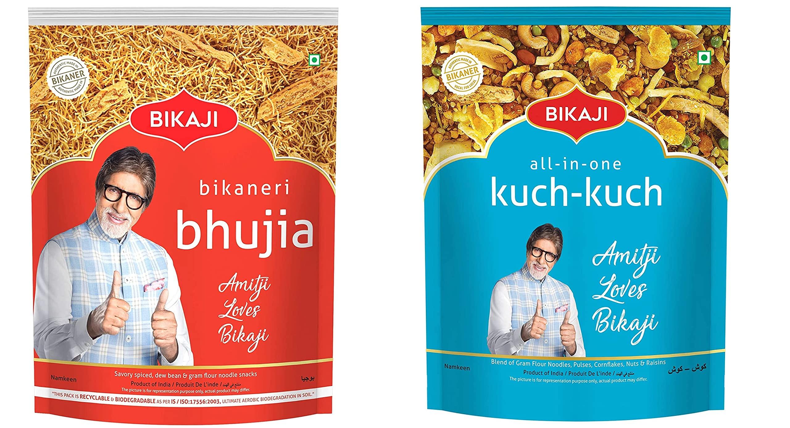 Pink Delight Bikaji Namkeens Combo Pack |Bikaji Bhujia 1 Kg | All In One Mixture (Kuch - Kuch) 1 Kg