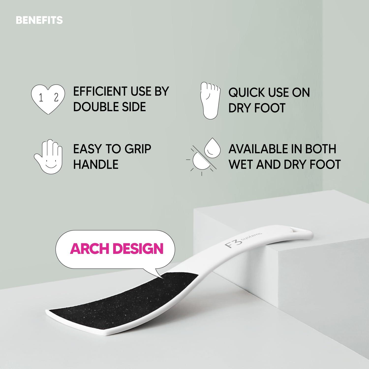 F3 systems F3 Systems S-Line Emery Foot file, Colossal Double-Sided Pedicure Tool, Effective for Cracked Heel, Ergonomic Design for Easy Grip (2Pcs)