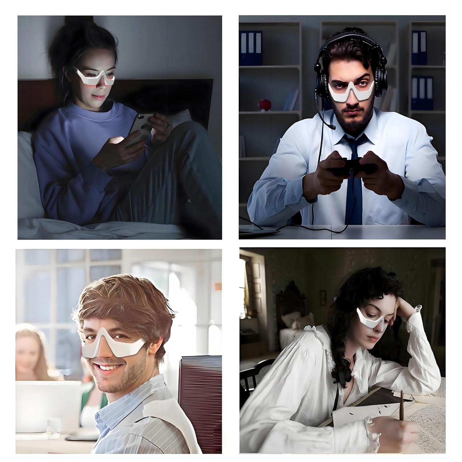 SEAHELTON SEAHELTON Revital Eyes Red Light Glasses, Revitaleye Therapy Advanced Under-Eye Renewal Therapy,Revitaleyes Microcurrent Eye Beauty Device, Diminishes Dark Circles and Wrinkles, Universal size, White