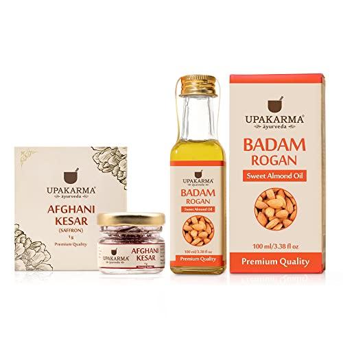 UPAKARMA UPAKARMA Purest and Finest Afghani Kesar/Saffron 1 Gram and 100ml Badam Rogan