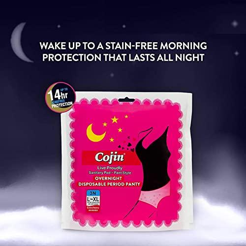 Cojin Cojin Overnight Disposable Period Panties For Heavy Flow (10 Pack - 30 Panties)|1 panty = ~4 regular pads|0% Leaks|All-Night 360 degree Period Protection - Night Period Panty
