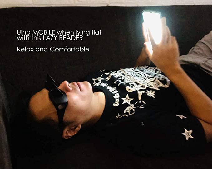 CHITDAX CHITDAX Lazy Prism Eye Glasses Lying Down Bed Horizontal Watching TV Reading Spectacles Horizontal Glasses - Black,Pack Of 1