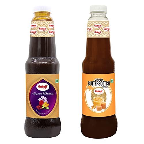 SHREE Guruji Shree Guruji Kesaria Thandai & Butterscotch Badam Dry Fruit Syrup Pack Beverage Refreshing Drink (1 Liter)
