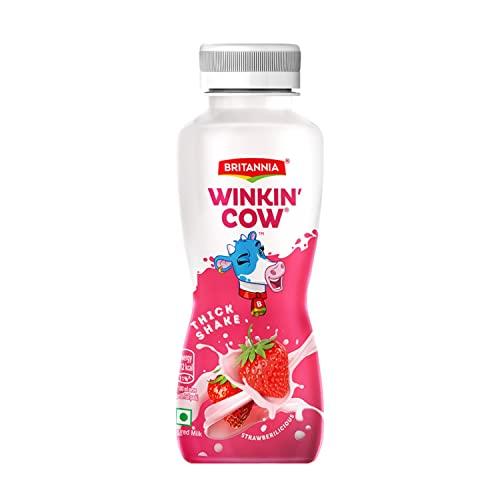 Britannia Winkin Cow Britannia Winkin Cow Thick Milkshake Strawberry Pet Bottle, 180 ml - Pack of 6