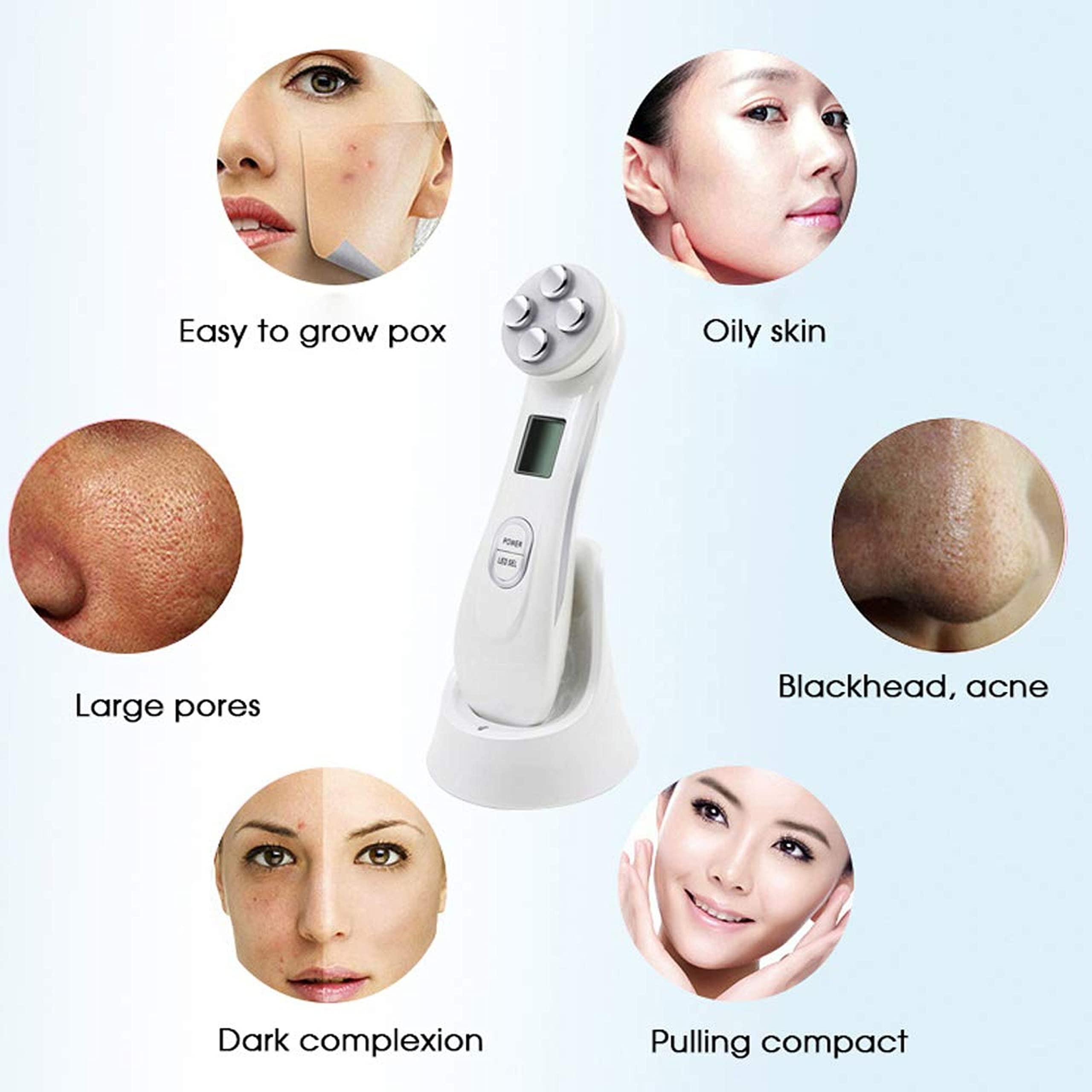 Dealsure Dealsure 5 In1 Facial Lifting Machine, LED Light Therapy Wrinkle Remover Skin Tightening Anti Aging Skin Rejuvenation Massager 5 in 1 RF EMS Beauty Device for Women