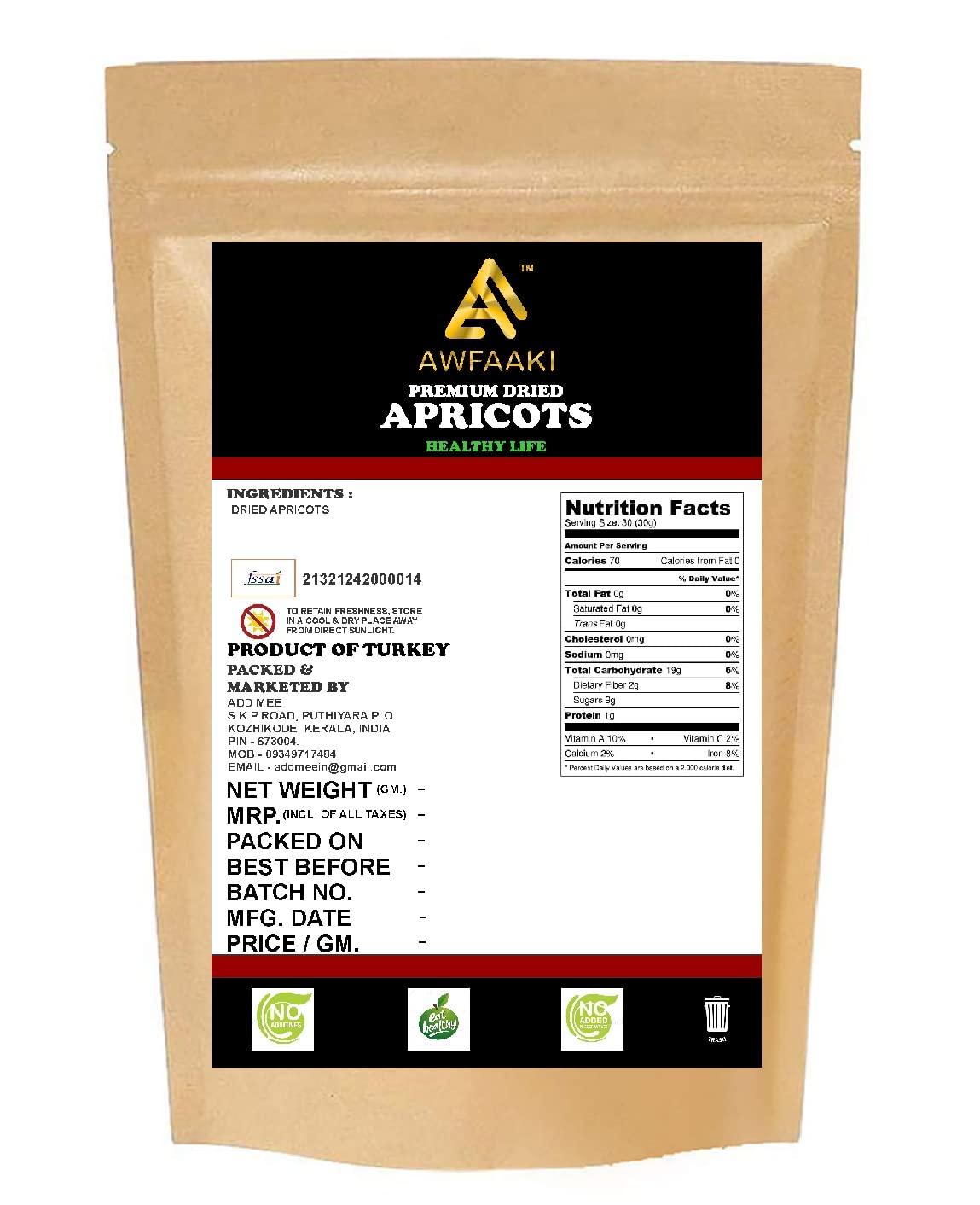 AWFAAKI Awfaaki Apricots Dried | Dry Apricot With Seed | Khumani | Khurbani | Khurmani | Jardalu | Prunu (1 Kg)