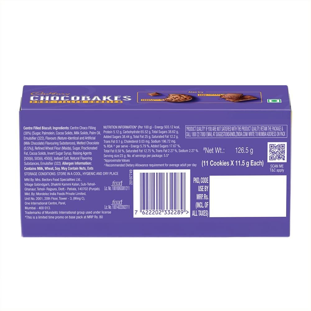 Cadbury Cadbury Chocolate Chocobakes Chocfilled Cookies, 4 X 150 G,600 Grams