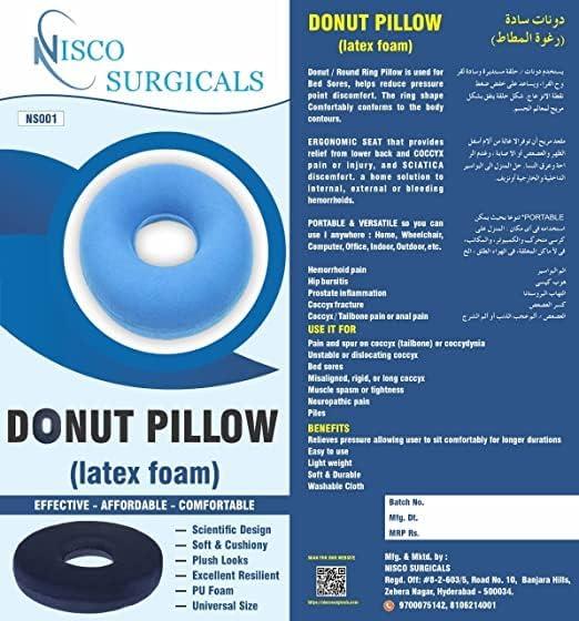Nisco care Nisco care Donut Pillow for Tailbone Pain Orthopedic Coccyx Cushion Sitting Soft PU Donut Cushion Donut Pillow for Piles, Hemorrhoid, Donut Ring Coccyx Pillow Car - Black