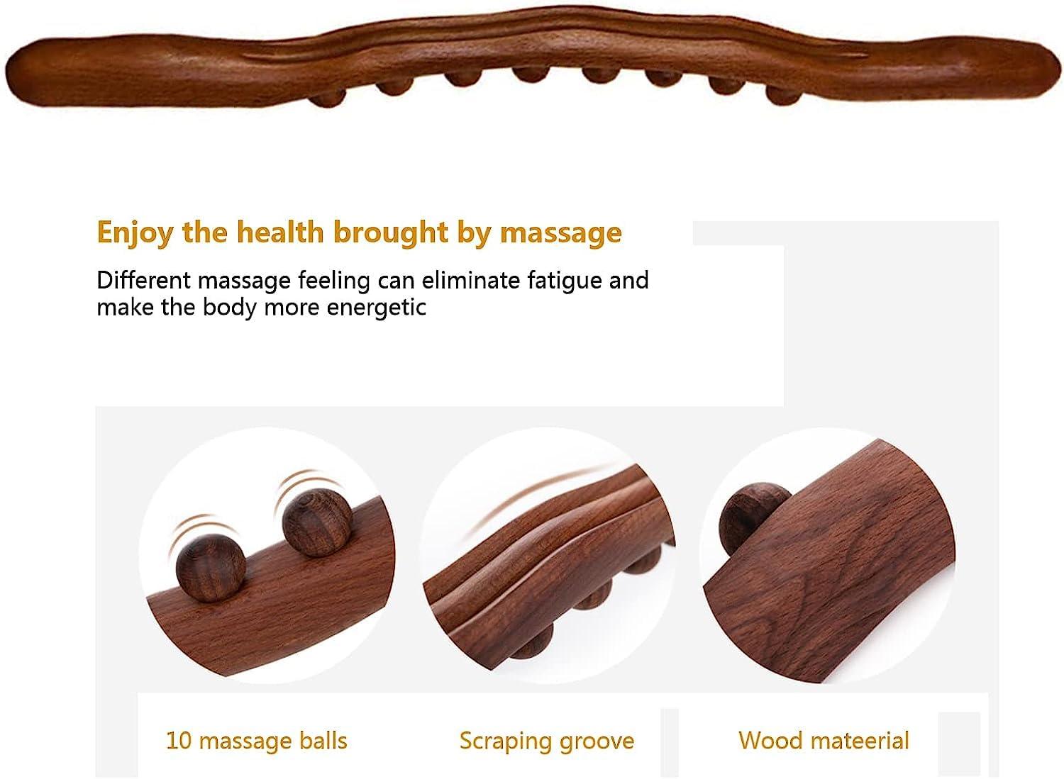 Gyanadh Gyanadh Wooden Gua Sha Stick Massage wooden, Trigger Point Back Legs Neck with Bead Massaging carbonize wood.