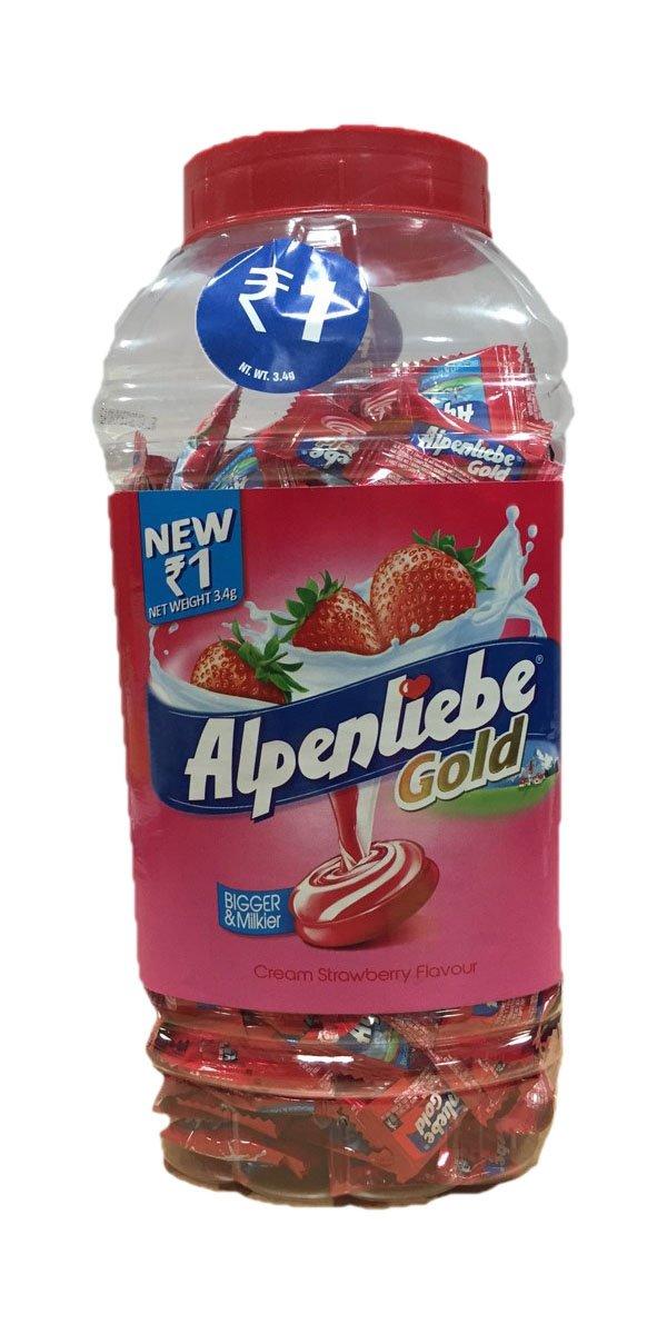 Alpenliebe Alpenliebe Gold, Cream Strawberry Candy Jar, 800 g, 200 pc