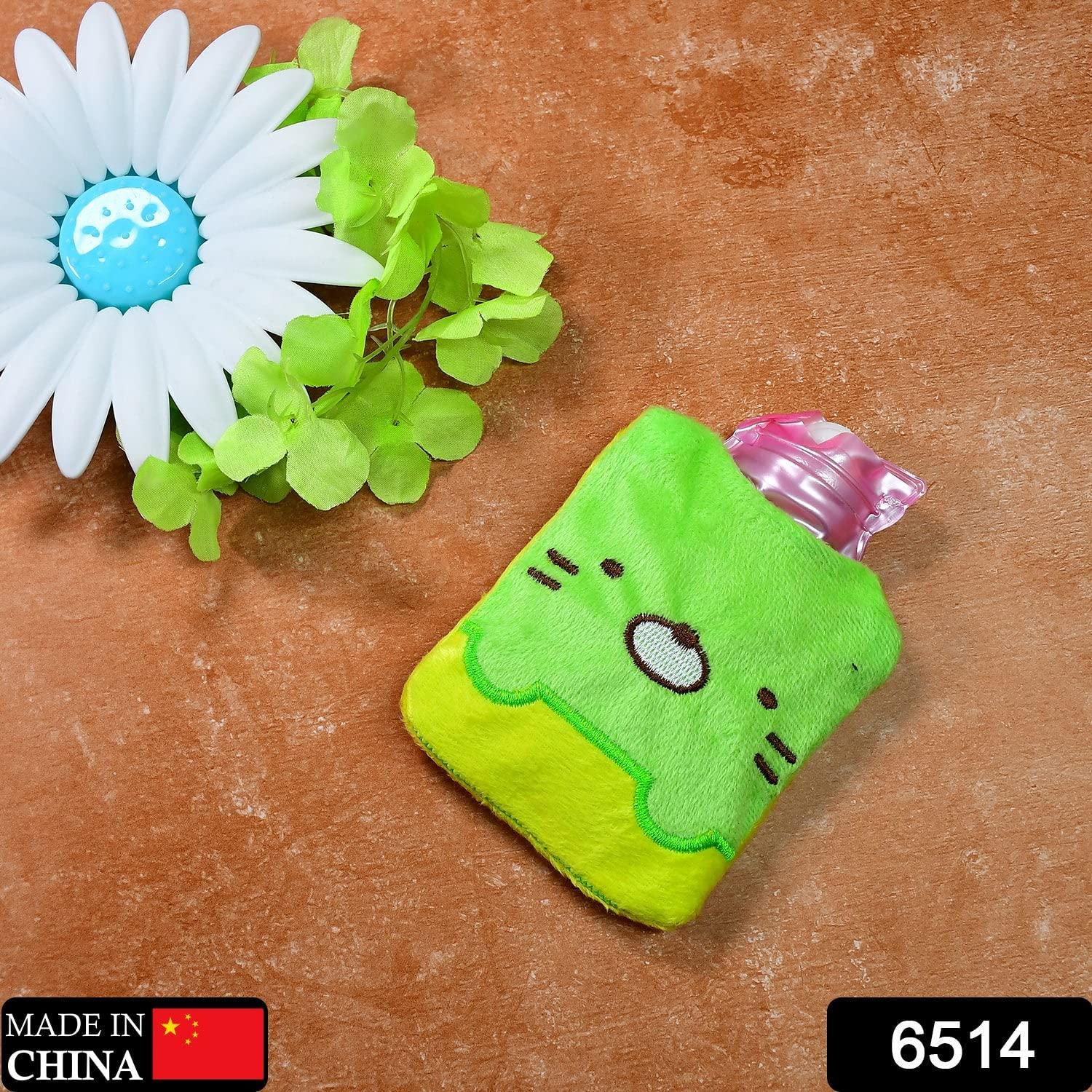 Anacera Green Kitty small Hot Water Bag with Cover for Pain Relief, Neck, Shoulder Pain and Hand, Feet Warmer, Menstrual Cramps.