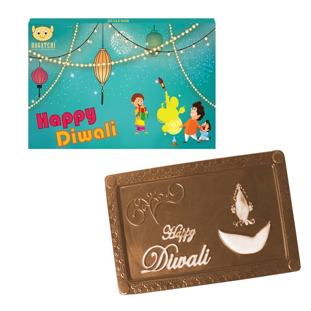 BOGATCHI Personalized Diwali Chocolate BAR, Diwali Chocolates, Diwali Sweets, Diwali Return Gift, Dark Chocolate, Diwali Gifts, 1 Piece